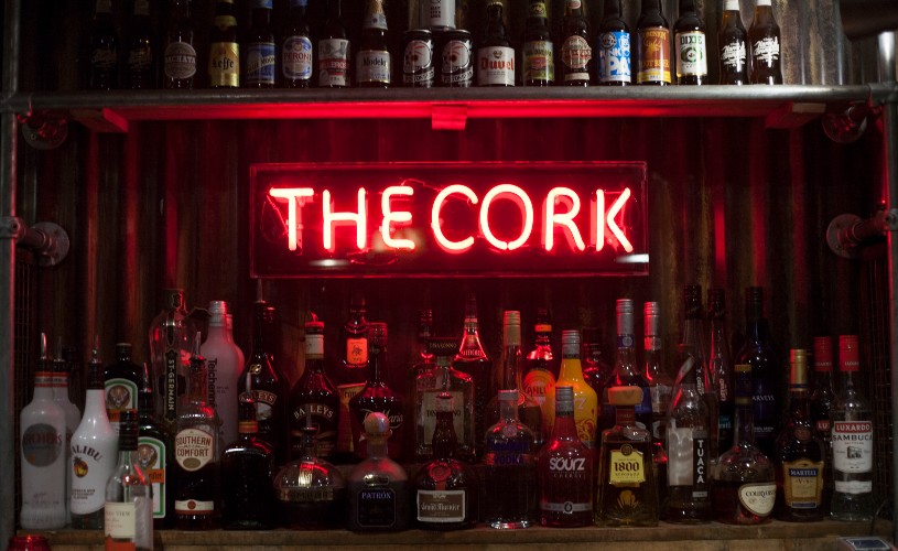 The bar at The Cork in Bath